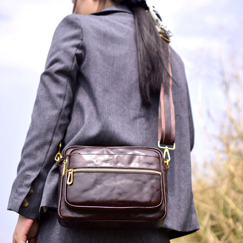 Leatherwork Rivets - AETOO Leather women's bag cowhide crossbody