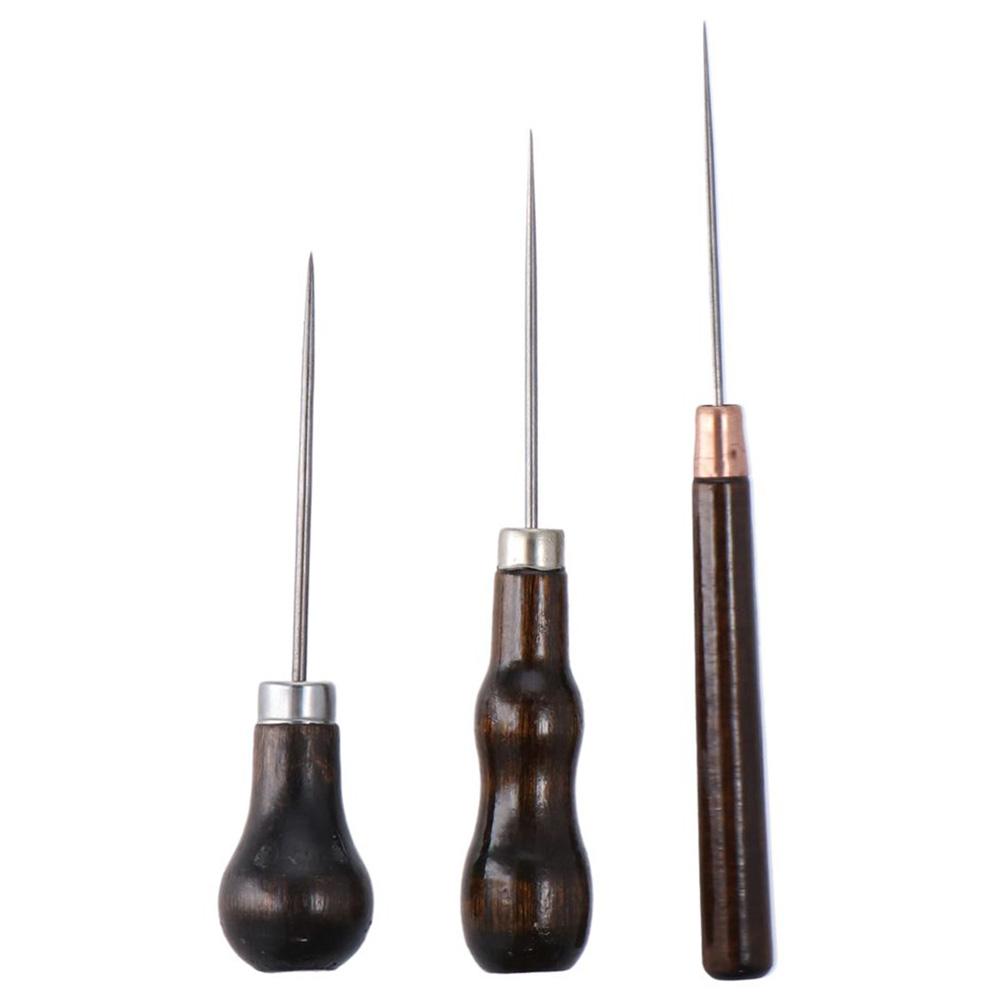 3Pcs Wooden Handle Scratch Awl - Leatherwork Punching Tool review and price