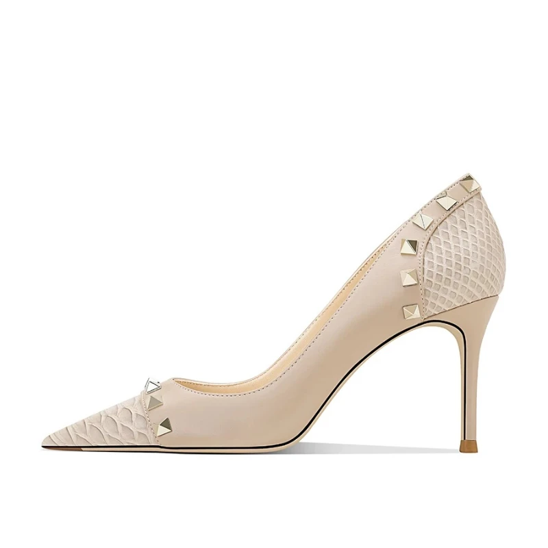 New fashionable white high hee - Leatherwork Rivets review and price
