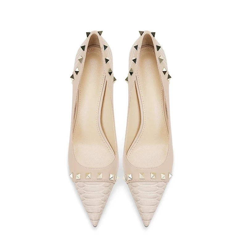 New fashionable white high hee - Leatherwork Rivets review and price