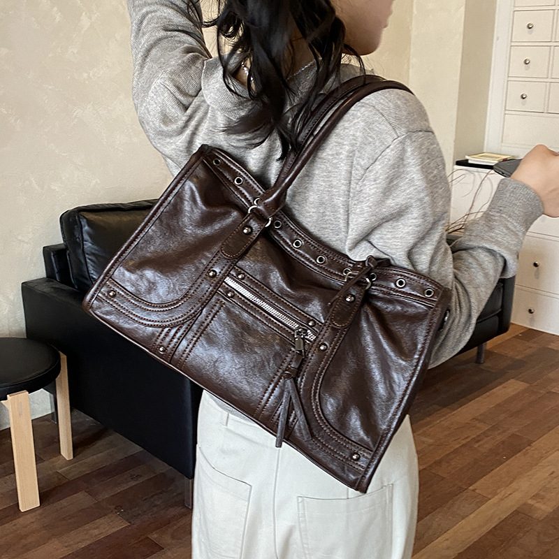 Motorcycle Handbag Retro Women - Leatherwork Rivets review and price